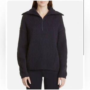 Vince Quarter Zip Wool Blend Pullover Turtleneck Sweater Navy Blue size S